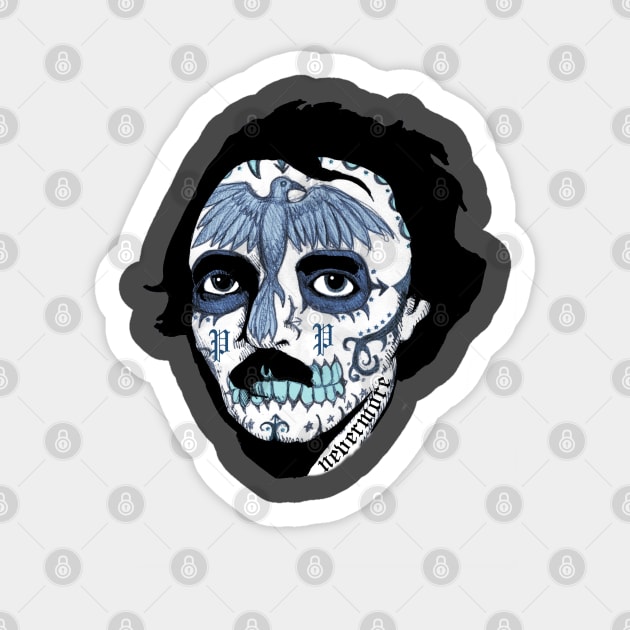 Edgar Allan Sugar Skull Sticker by LVBart